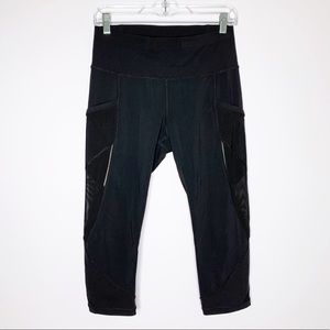 Lululemon Cropped Leggings Side Mesh Pockets Black